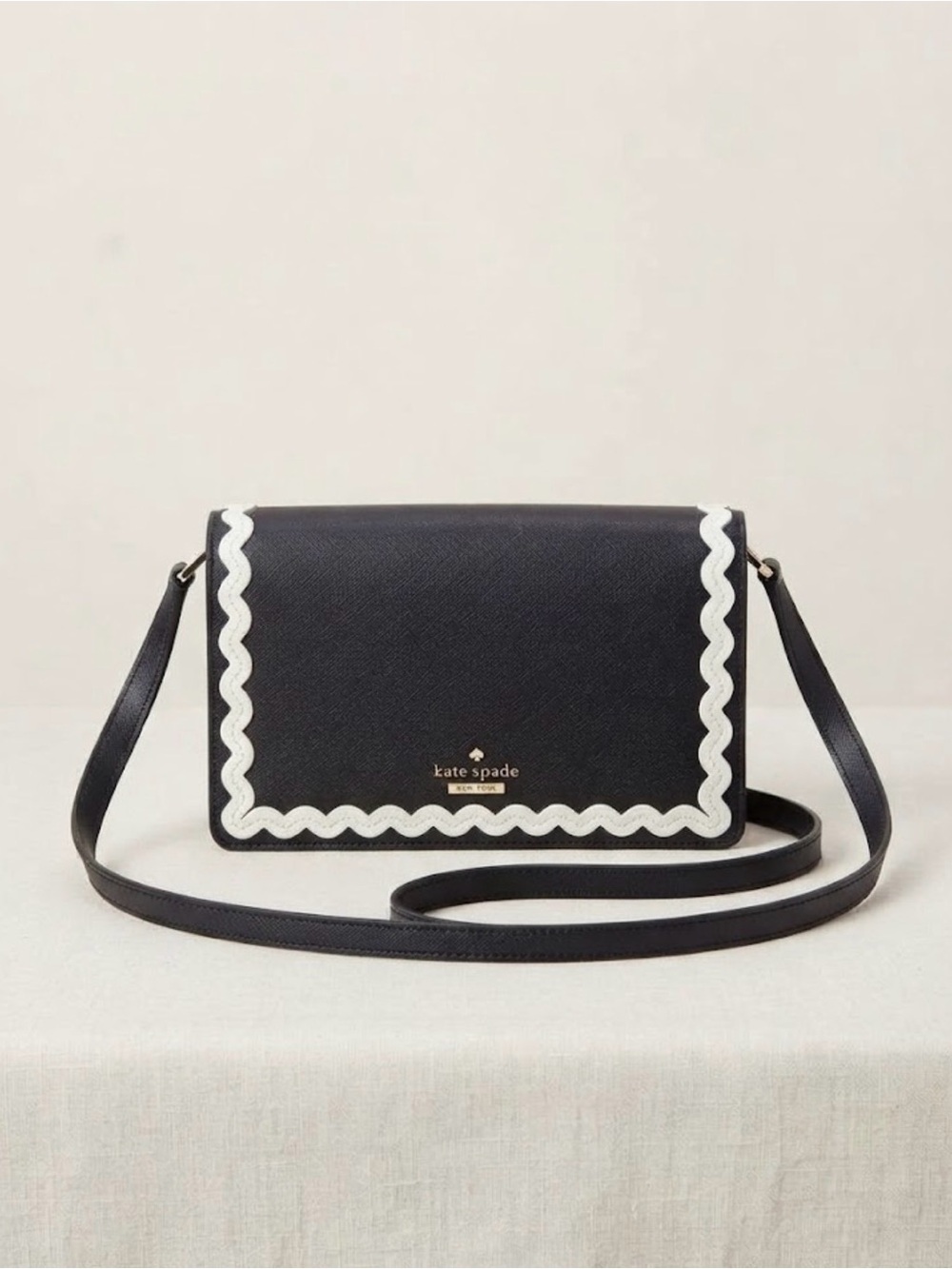 Kate Spade Devin Court Arielle Black White Crossbody Minimalist Parisian Chic